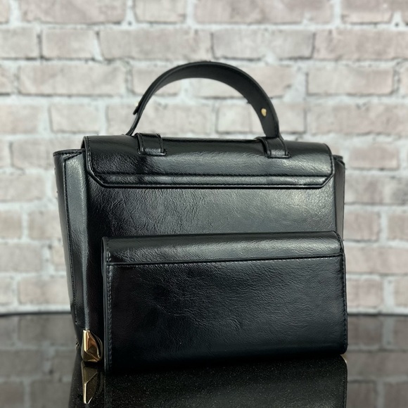 MICHAEL KORS MANHATTAN MEDIUM SATCHEL CROSSBODY SHOULDER BAG WALLET SET Metalic - Picture 3 of 8